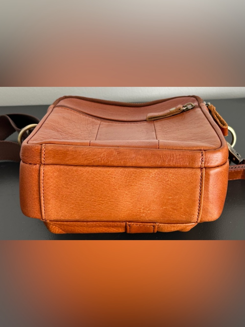 Pluncle Brown Leather Crossbody Messenger Bag bum bag sling bag - Picture 11 of 14